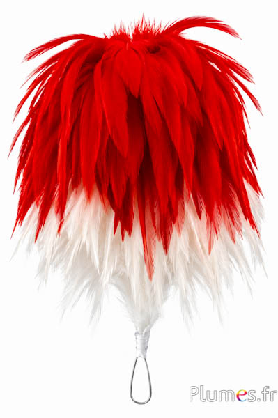 Pennacchio gallo con anello - altezza 30 cm - rosso-bianco